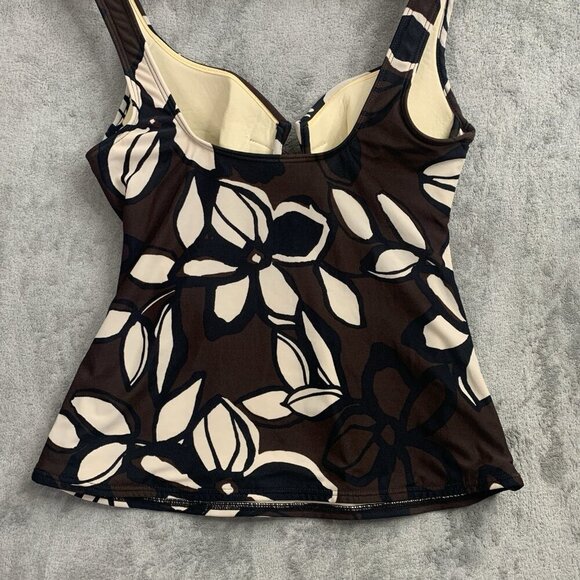 Miraclesuit Tankini Women's Sz 10 Brown Floral Myrra Underwire Bra Swim Suit Top - Picture 7 of 8